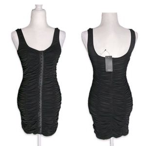 ❤️Sexy black runched mini tank corset sheath dress